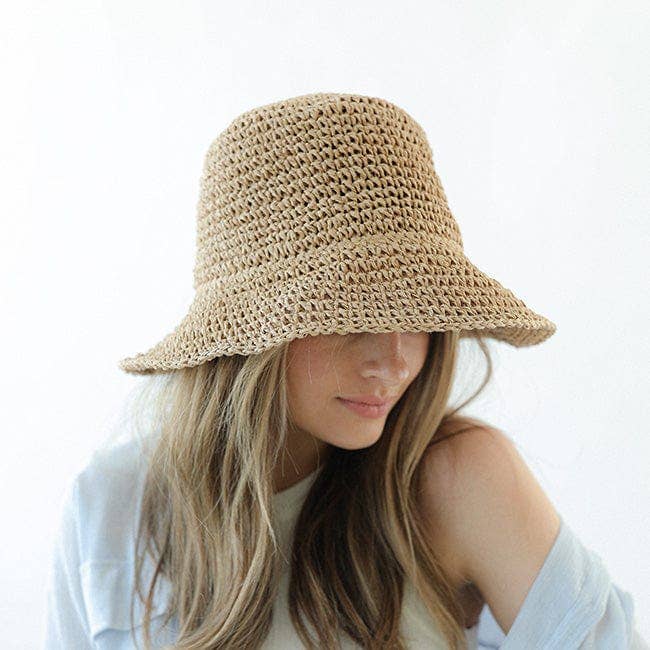 Sal Crochet Bucket Hat in Natural - Women\'s Sun Hat Sal Packable Bucket Hat | Women main image 4