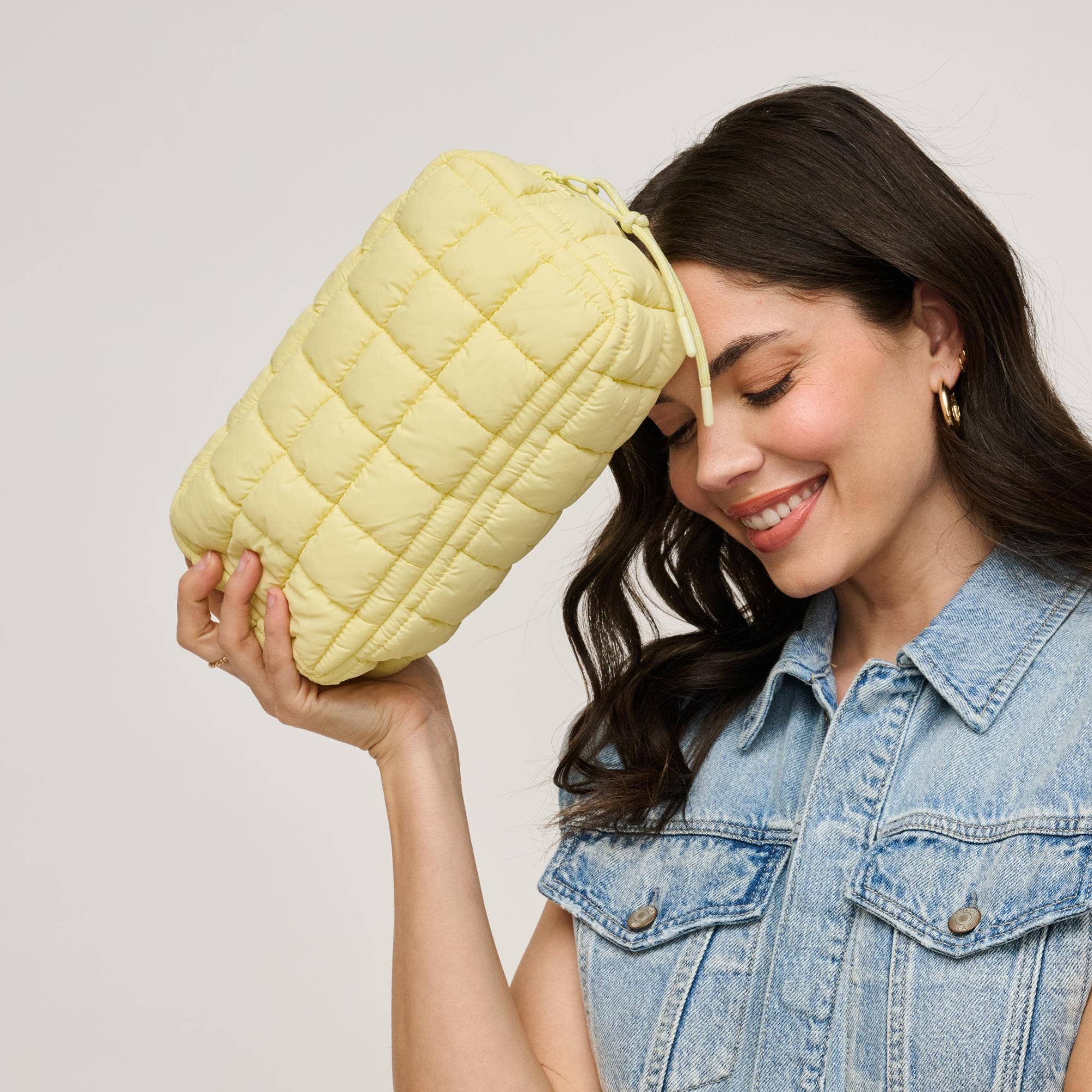 Quilted Puffer Nylon Cosmetic Pouch