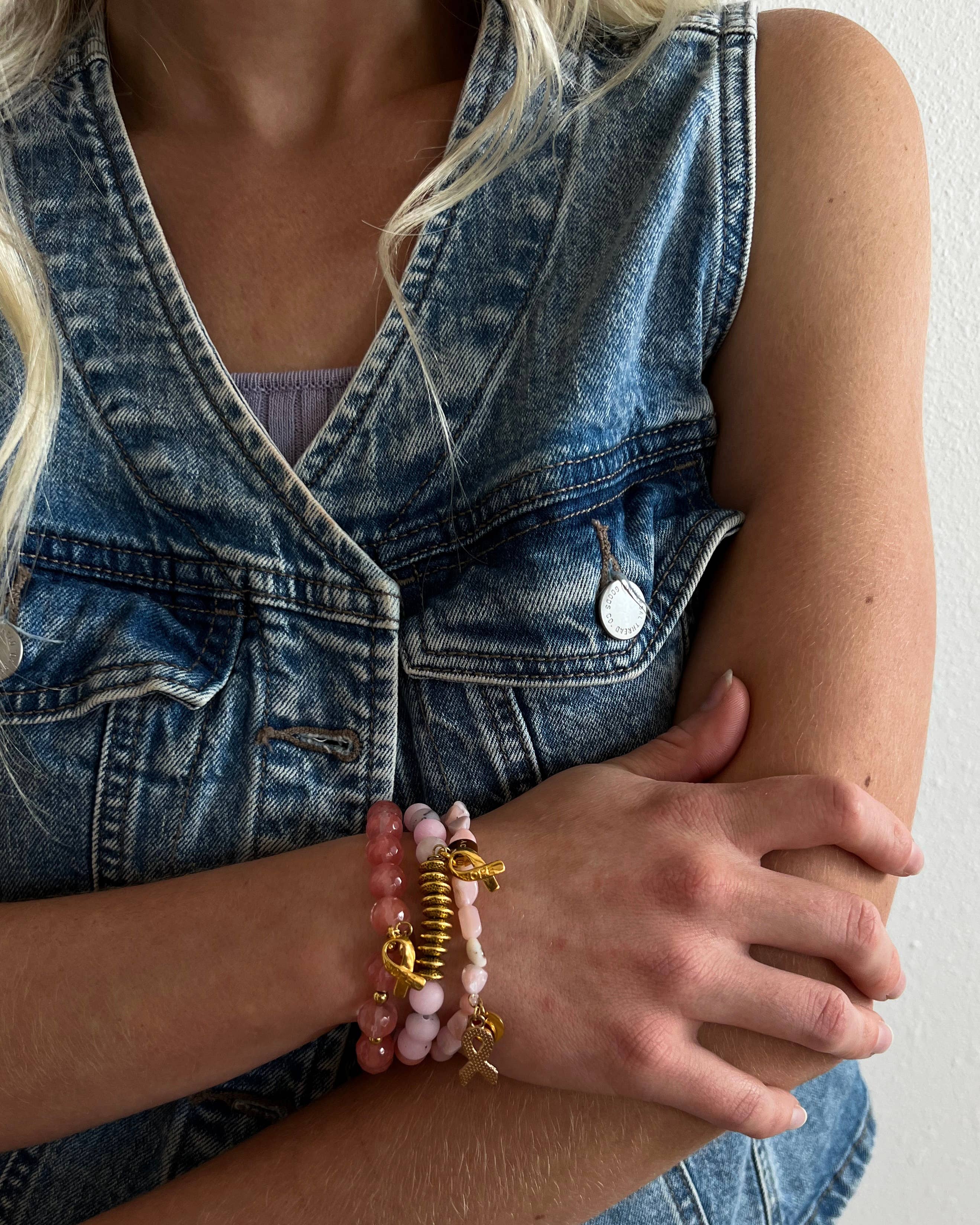 Breast Cancer Awareness Bracelet Stack
