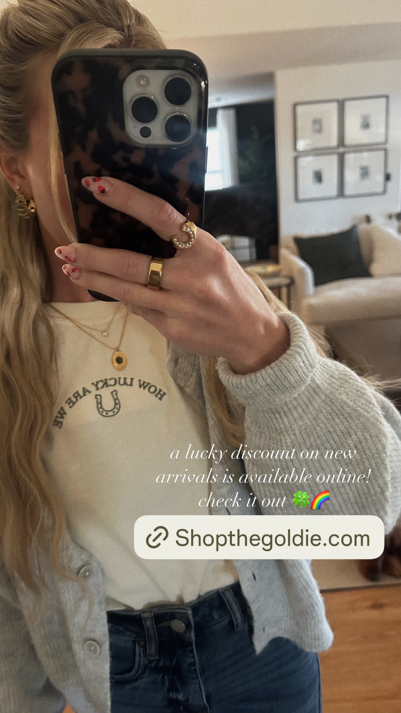 How Lucky Are We Embroidered Tee | IVORY