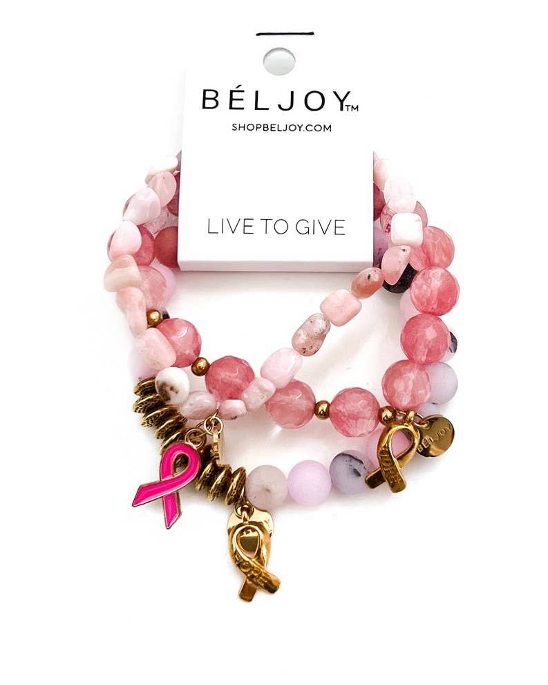 Breast Cancer Awareness Bracelet Stack