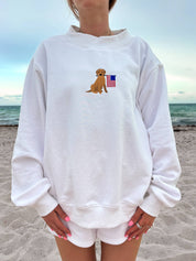 American Flag Dog Mockneck Sweatshirt
