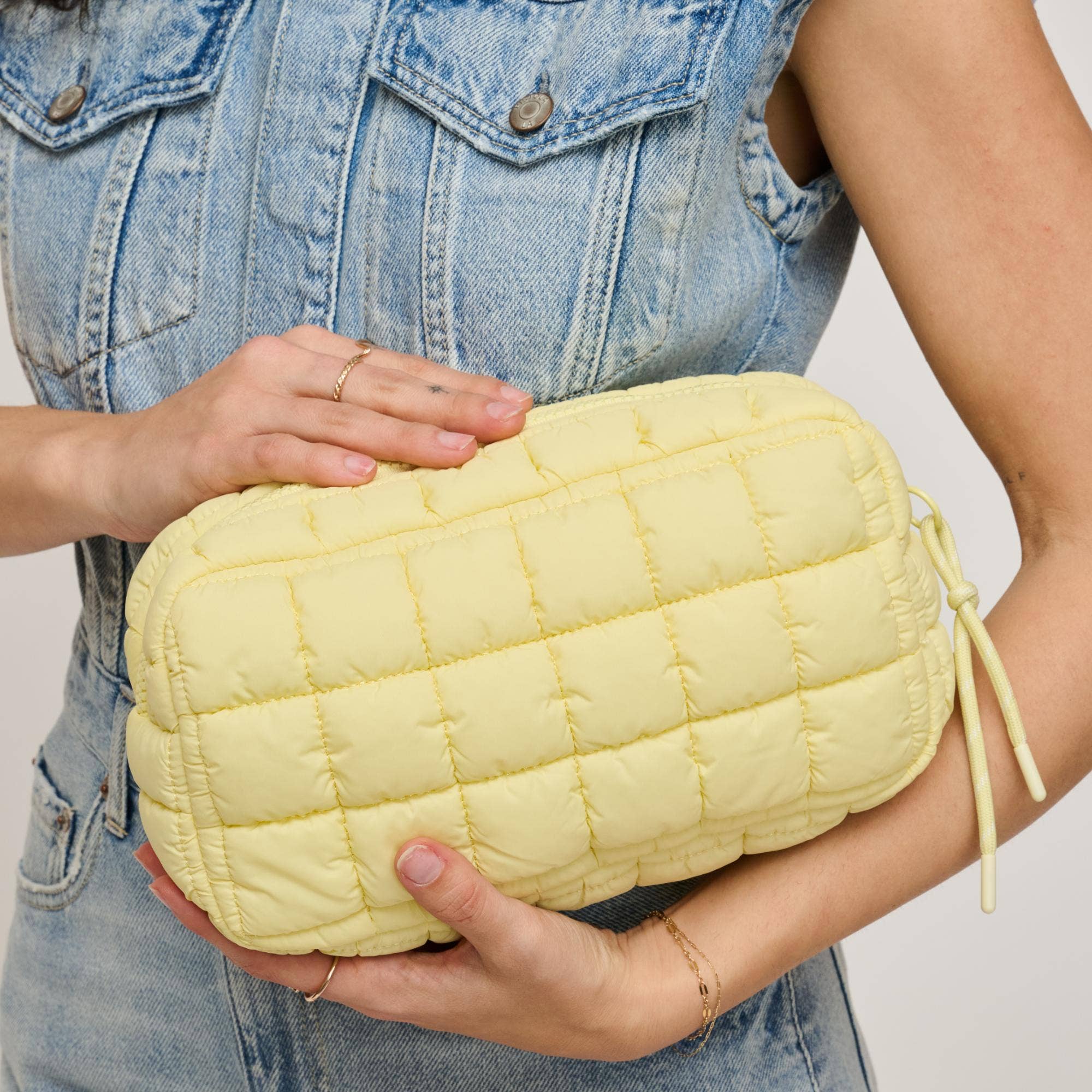Quilted Puffer Nylon Cosmetic Pouch