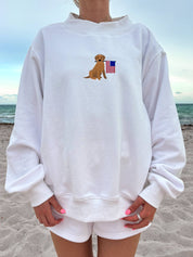 American Flag Dog Mockneck Sweatshirt