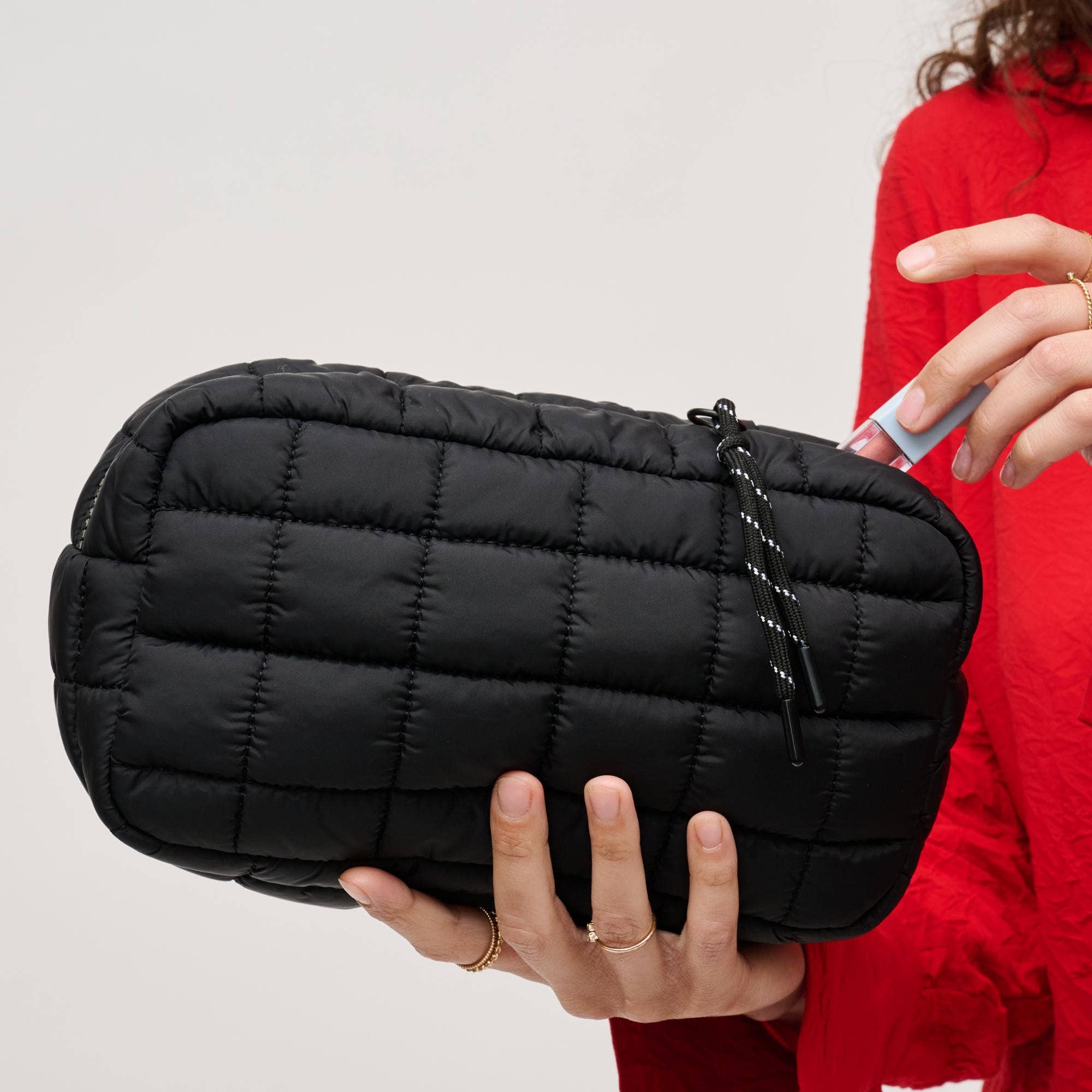 Quilted Puffer Nylon Cosmetic Pouch