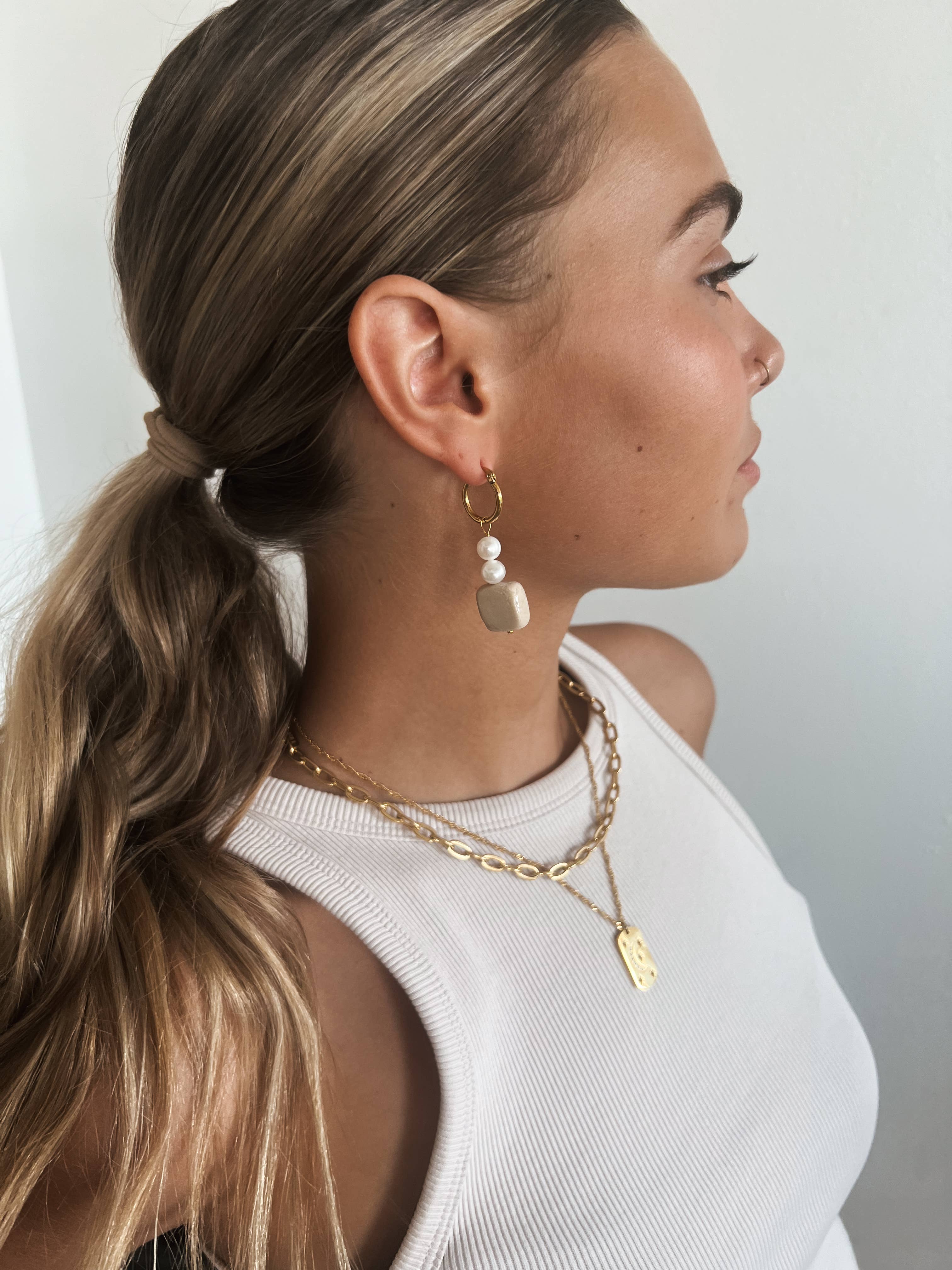 Candace Beaded Charm Hoop Earrings