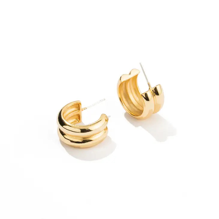 18k Gold Twin Gold Hoops