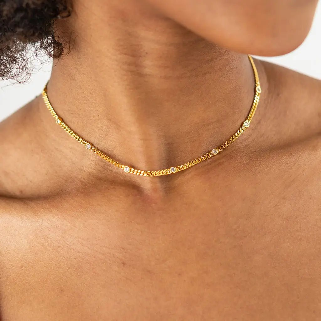 18k Gold Filled CZ I love choker