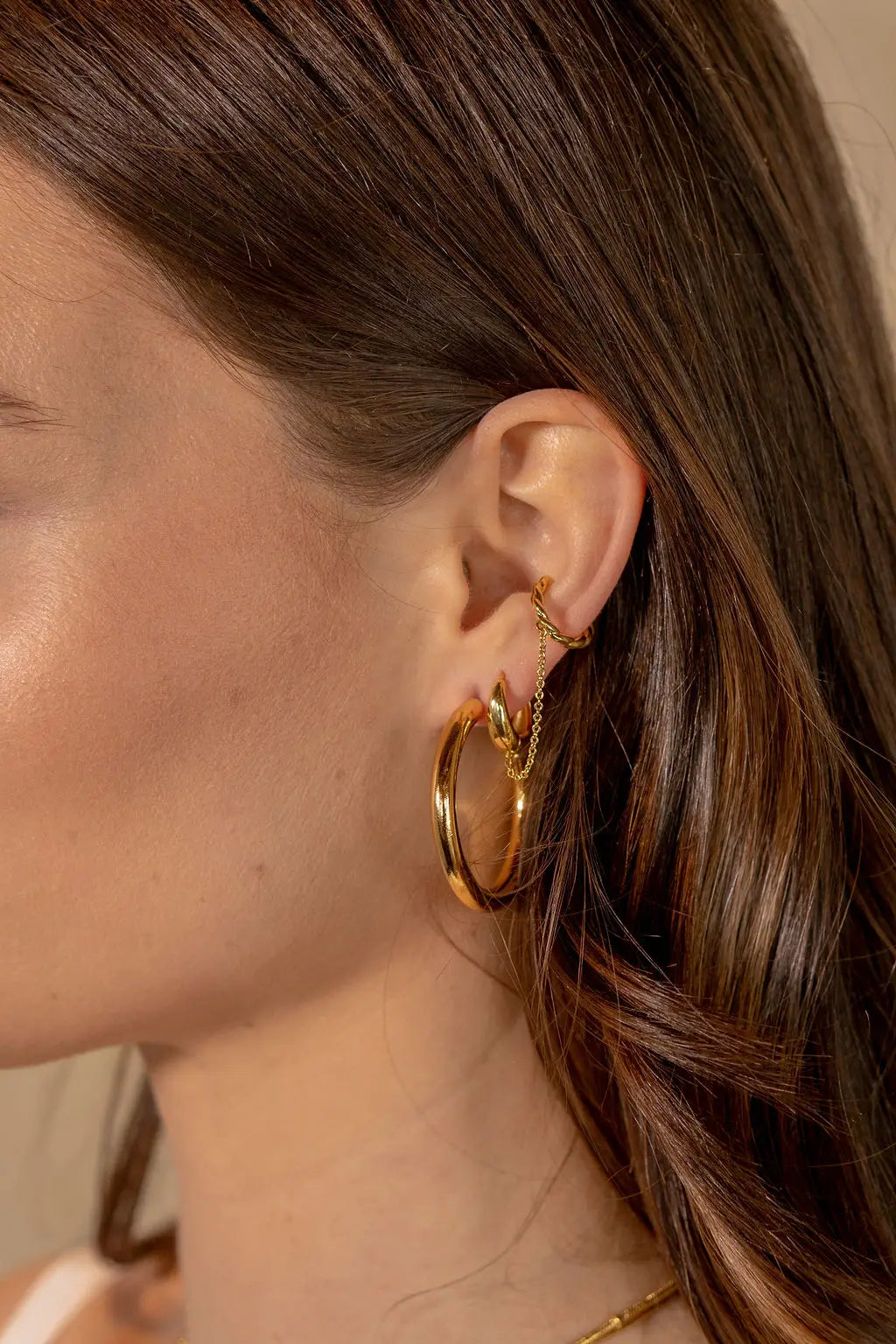 24K Gold Chunky Tube Hoops