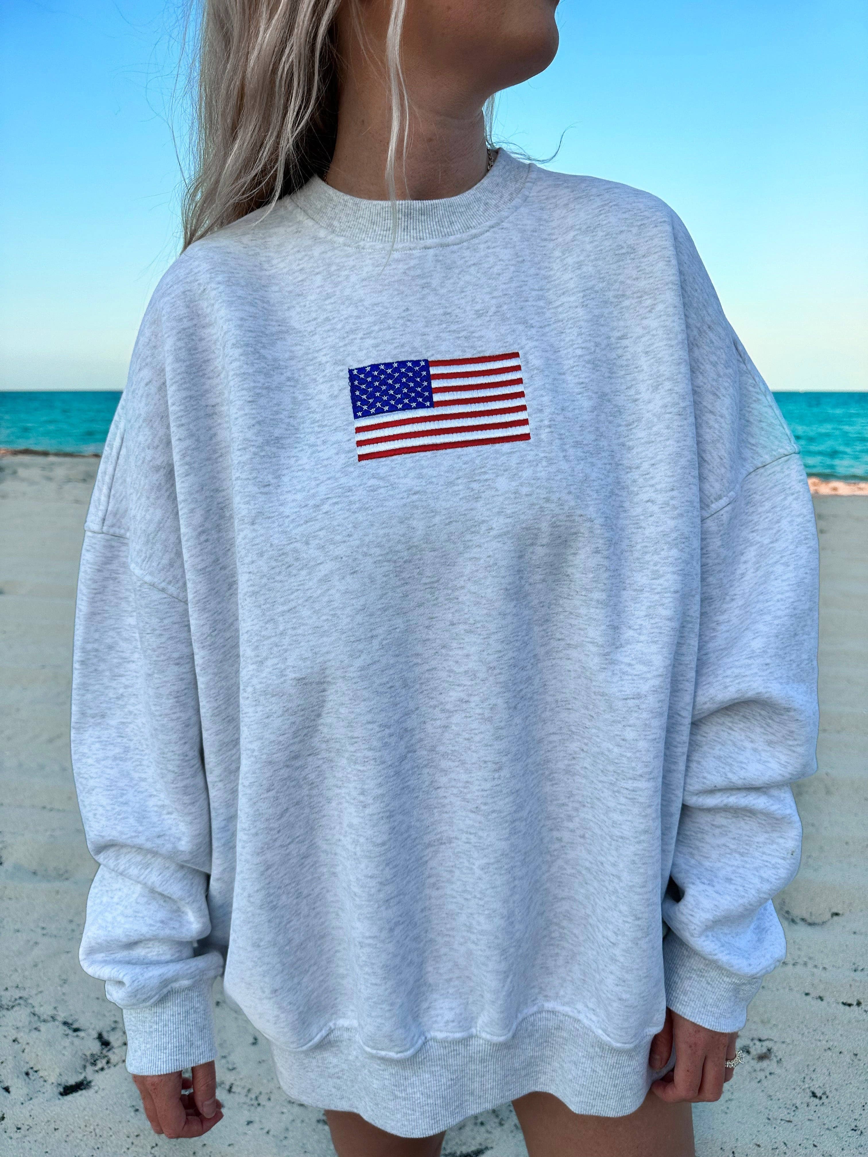 AMERICAN FLAG EMBROIDER SWEATSHIRT