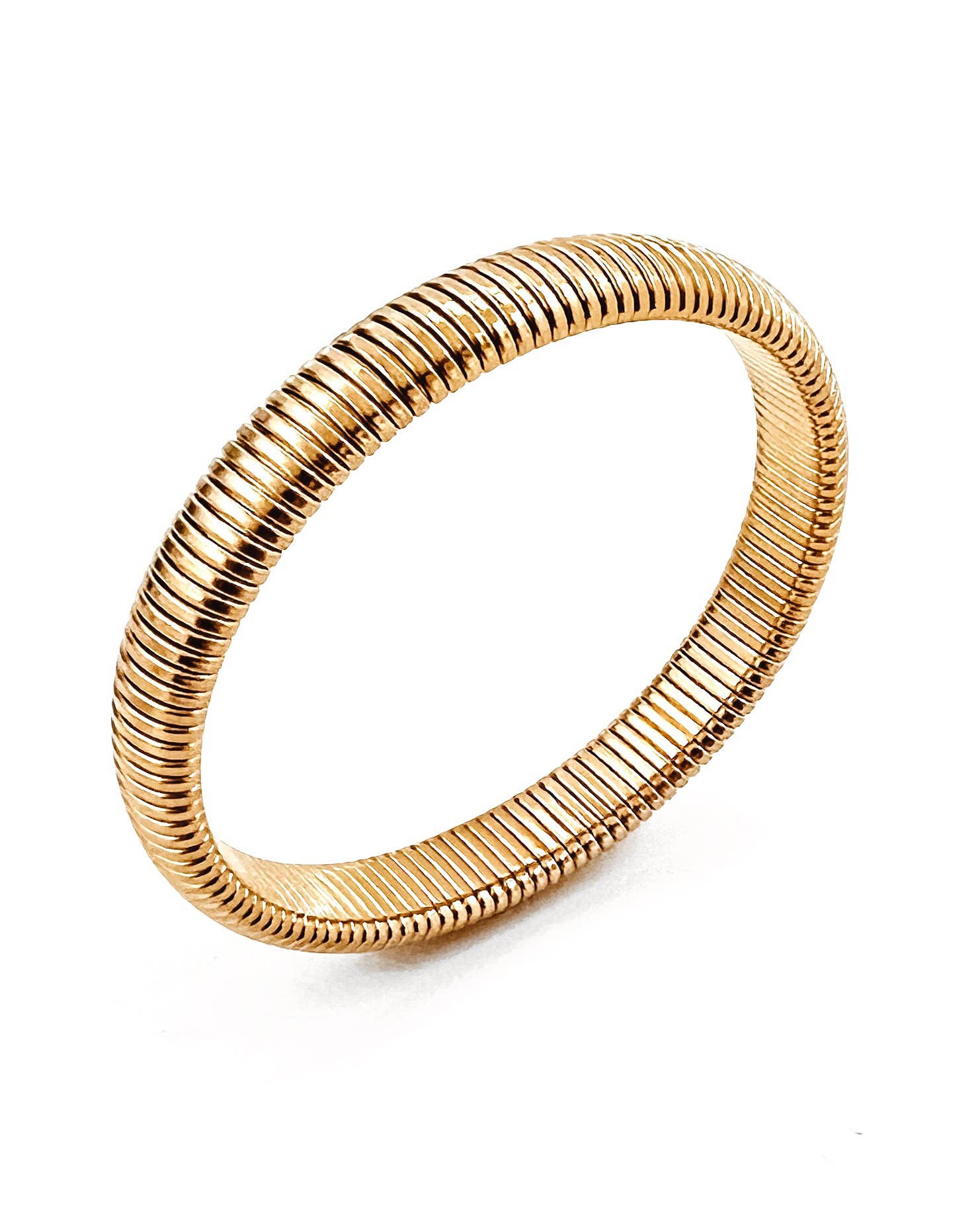 Baia Thin Coil Bangle Bracelet || GOLD