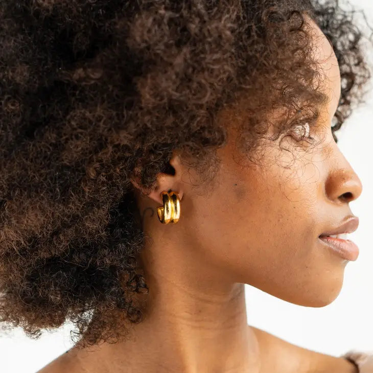 18k Gold Twin Gold Hoops