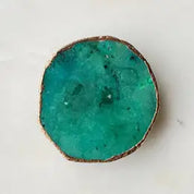 Golden Edge Natural Stone Phone Grip - Green Druzy