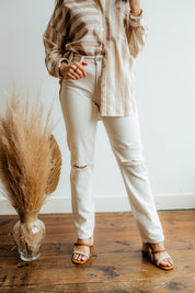 HIDDEN Distressed Boyfriend Jean | OFF WHITE