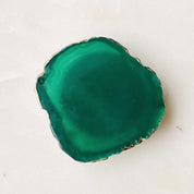 Golden Edge Natural Stone Phone Grip - Green Agate