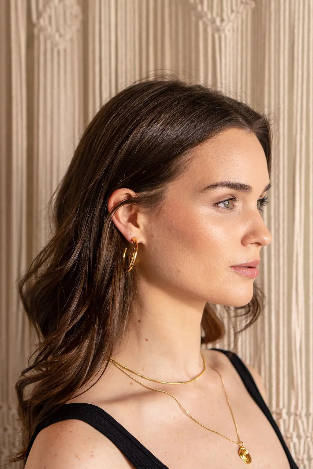 24K Gold Chunky Tube Hoops