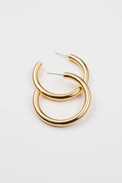 24K Gold Chunky Tube Hoops
